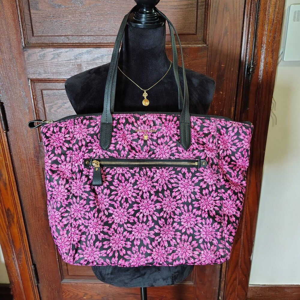 Michael Kors Nylon Kelsey Multi Jewel Print Pink Blk Tote